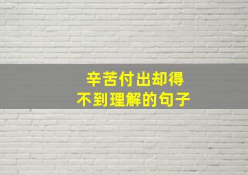 辛苦付出却得不到理解的句子