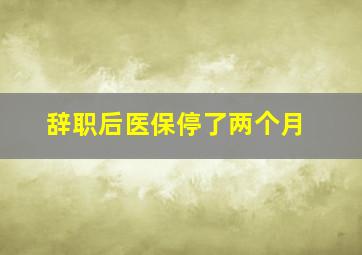 辞职后医保停了两个月