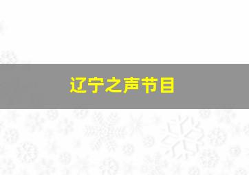 辽宁之声节目