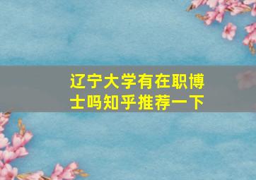 辽宁大学有在职博士吗知乎推荐一下