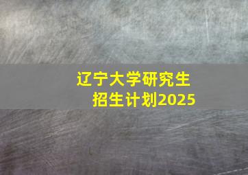 辽宁大学研究生招生计划2025