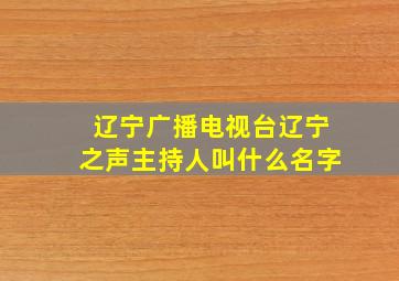 辽宁广播电视台辽宁之声主持人叫什么名字