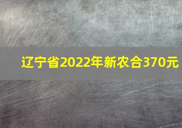 辽宁省2022年新农合370元