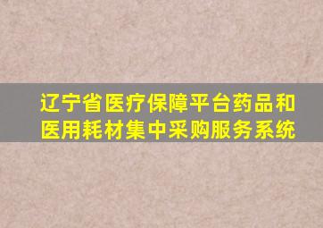 辽宁省医疗保障平台药品和医用耗材集中采购服务系统