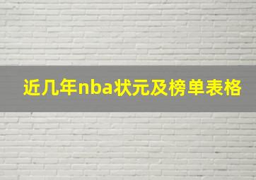 近几年nba状元及榜单表格