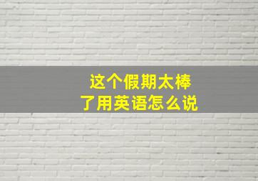 这个假期太棒了用英语怎么说