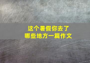 这个暑假你去了哪些地方一篇作文