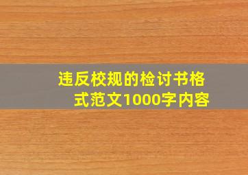 违反校规的检讨书格式范文1000字内容