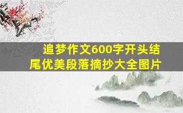 追梦作文600字开头结尾优美段落摘抄大全图片