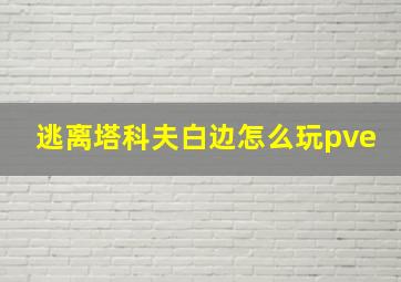 逃离塔科夫白边怎么玩pve