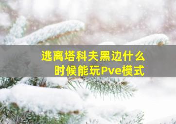 逃离塔科夫黑边什么时候能玩Pve模式