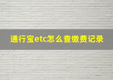 通行宝etc怎么查缴费记录