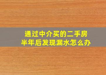 通过中介买的二手房半年后发现漏水怎么办