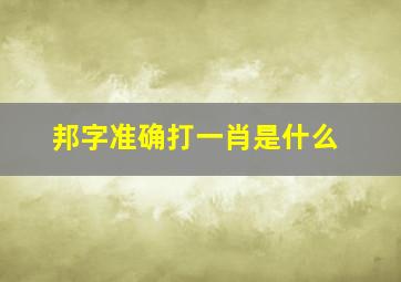 邦字准确打一肖是什么