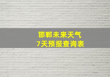 邯郸未来天气7天预报查询表