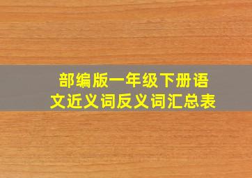 部编版一年级下册语文近义词反义词汇总表