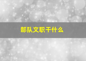 部队文职干什么