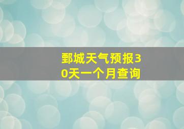 鄄城天气预报30天一个月查询