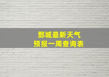 鄄城最新天气预报一周查询表