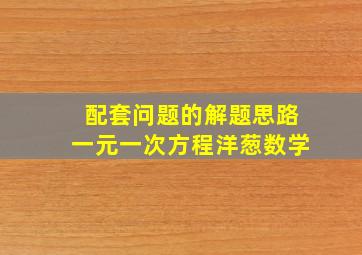 配套问题的解题思路一元一次方程洋葱数学