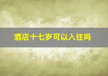 酒店十七岁可以入住吗