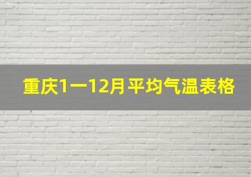 重庆1一12月平均气温表格