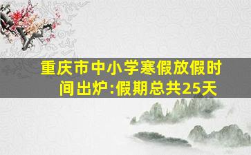 重庆市中小学寒假放假时间出炉:假期总共25天