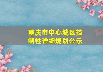 重庆市中心城区控制性详细规划公示