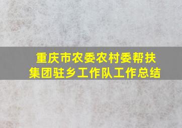 重庆市农委农村委帮扶集团驻乡工作队工作总结