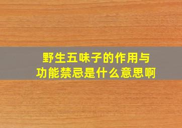 野生五味子的作用与功能禁忌是什么意思啊