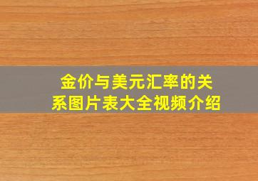 金价与美元汇率的关系图片表大全视频介绍