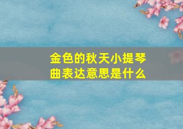 金色的秋天小提琴曲表达意思是什么