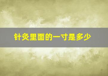 针灸里面的一寸是多少