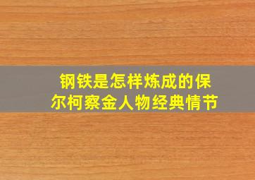 钢铁是怎样炼成的保尔柯察金人物经典情节