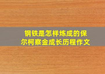 钢铁是怎样炼成的保尔柯察金成长历程作文