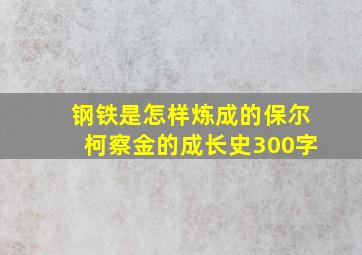 钢铁是怎样炼成的保尔柯察金的成长史300字