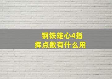 钢铁雄心4指挥点数有什么用