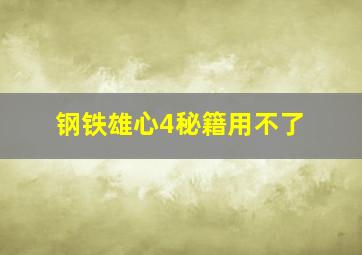 钢铁雄心4秘籍用不了