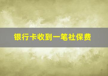 银行卡收到一笔社保费