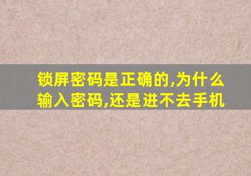 锁屏密码是正确的,为什么输入密码,还是进不去手机