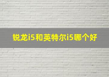 锐龙i5和英特尔i5哪个好