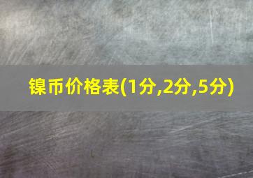 镍币价格表(1分,2分,5分)