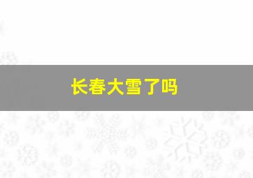 长春大雪了吗