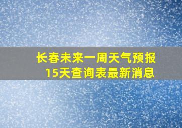 长春未来一周天气预报15天查询表最新消息