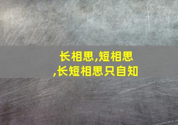 长相思,短相思,长短相思只自知