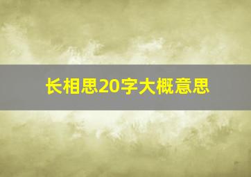 长相思20字大概意思