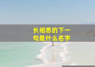 长相思的下一句是什么名字