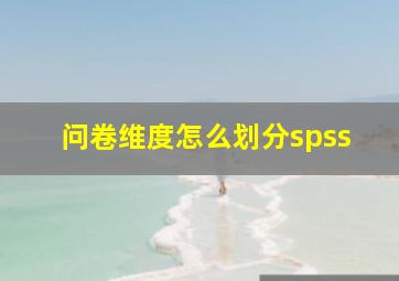 问卷维度怎么划分spss