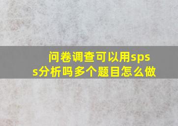 问卷调查可以用spss分析吗多个题目怎么做