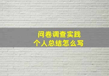 问卷调查实践个人总结怎么写